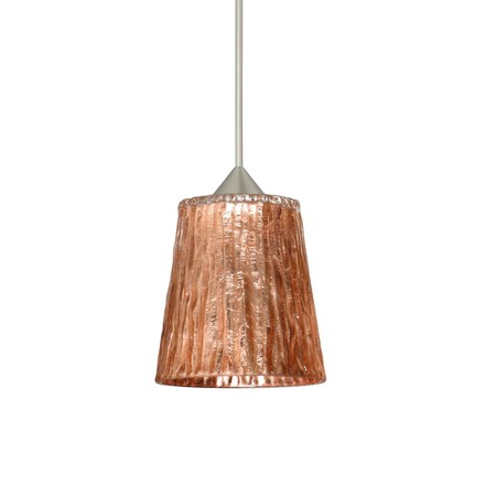 Besa Lighting Nico 4 Cord Pendant, Stone Copper Foil, Satin Nickel Finish, 1x5W LED 1XT-5125CF-LED-SN